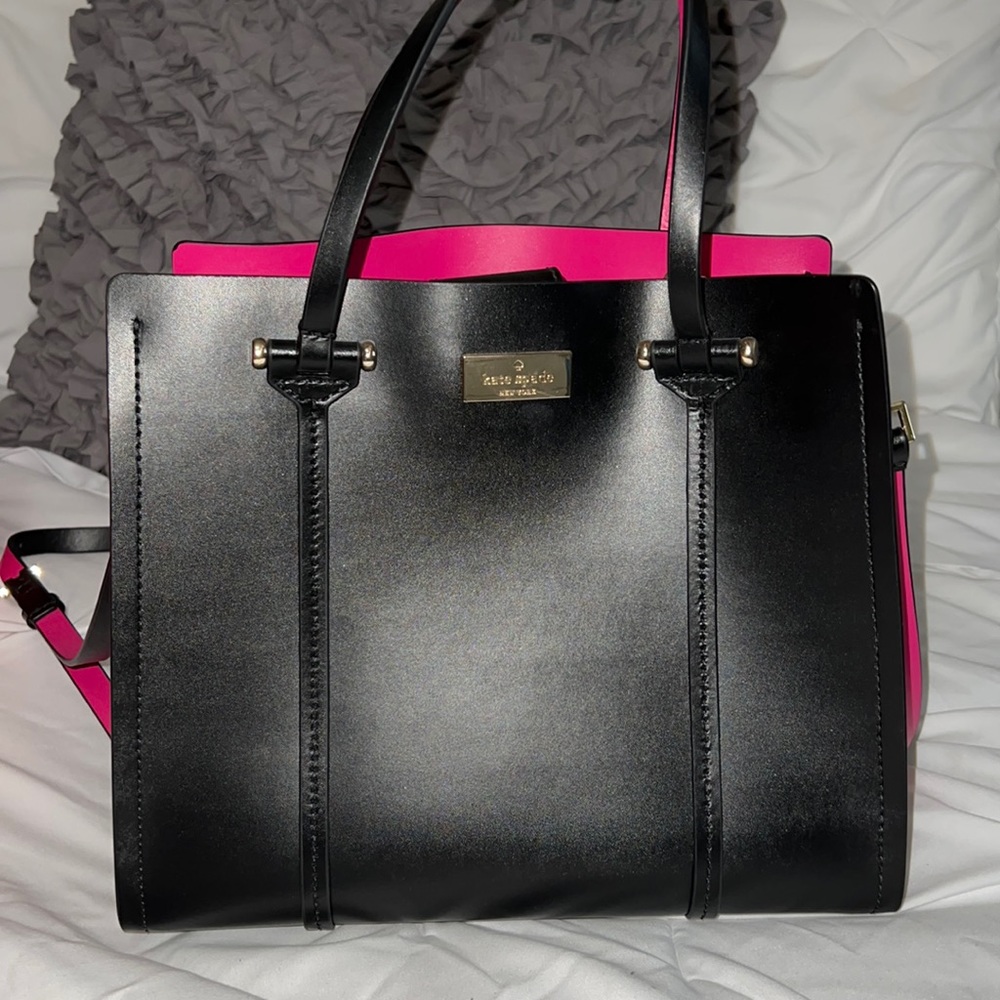 Kate Spade Black and Pink Leather Crossbody Tote